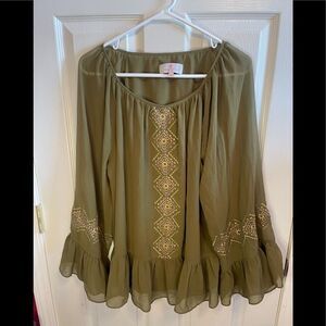 Laurie Felt olive green top sz L